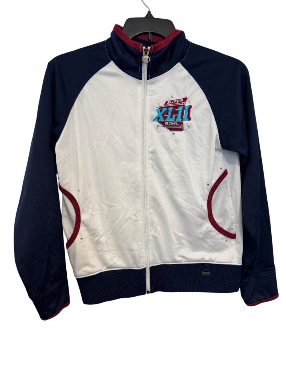 Reebok Super Bowl XLII Jacket White & Navy Full Zip Mens M Polyester